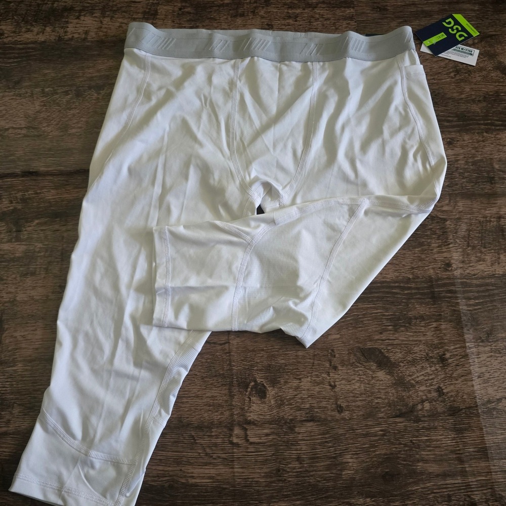 DSG‎ 3/4 Compression Tight Mens 2XL White NEW Media Pocket DAM20502